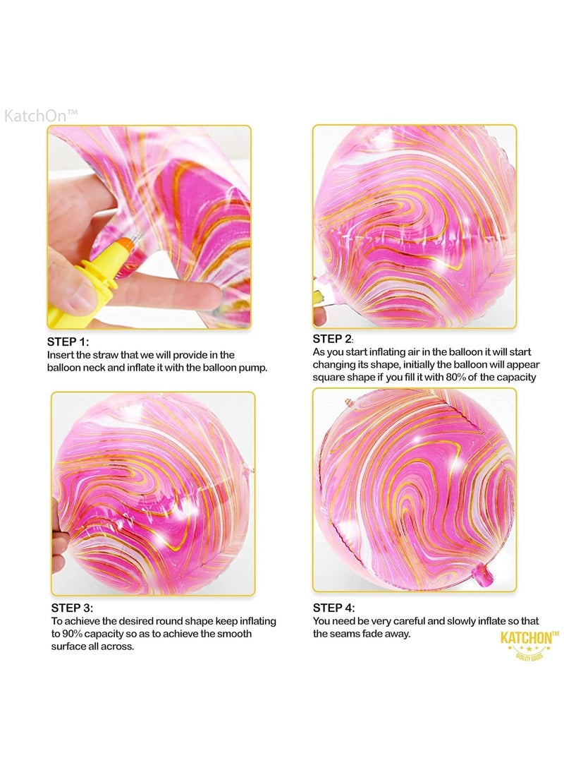 KATCHON Pink Marble Balloons - Pack of 6 | Pink and Orange Balloons, Pink and Orange Party Decorations - Image 4